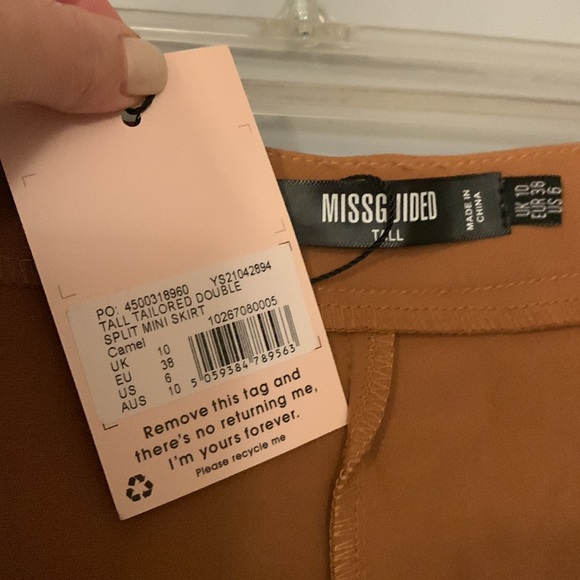 BRAND NEW Missguided Camel Mini Skirt - Tall - Size 6 - Picture 5 of 5